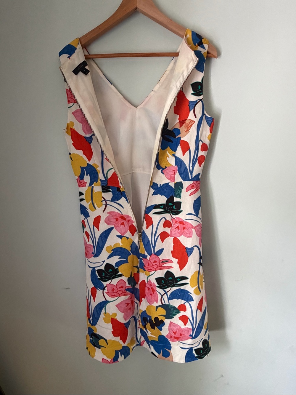 J.Crew Floral Linen Lyocell Fit & Flare Dress Size 4 Morning Floral V-Neck - Picture 4 of 8
